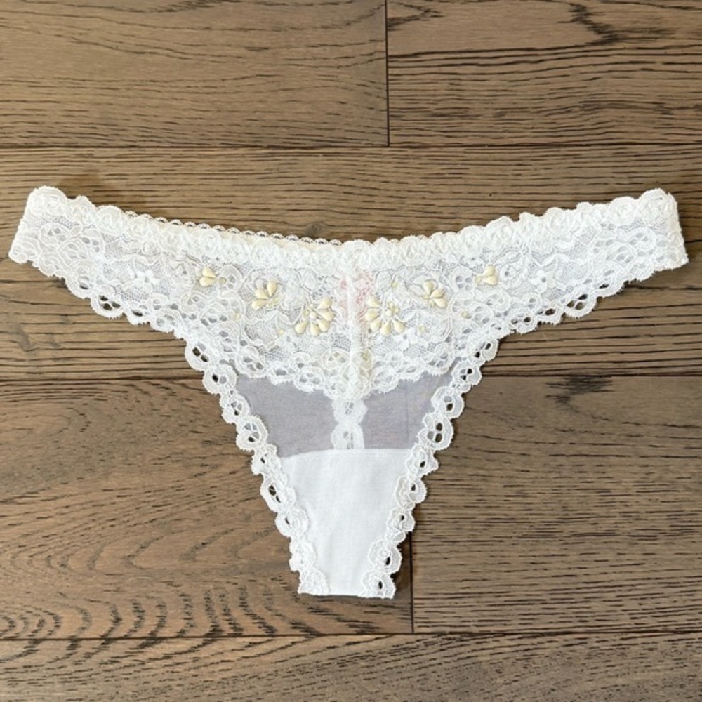 Victoria’s Secret Bridal Beaded Lace Mesh Thong Underwear